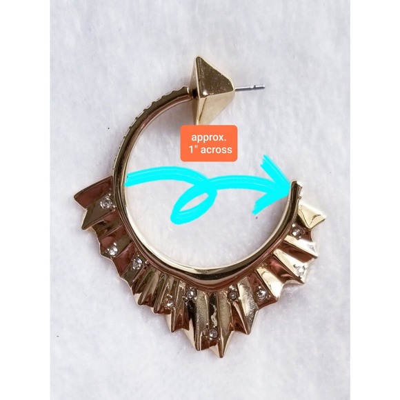 ALEXIS BITTAR crystal-encrusted pleated ruffle hoop engraved pierced earrings - Picture 7 of 10